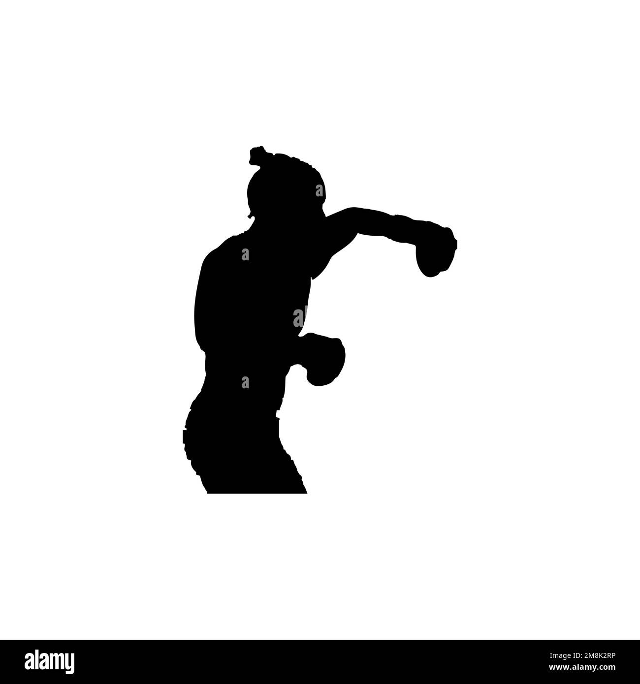 Woman kickboxer icon. Simple style woman kickboxing tournament poster background symbol. Woman kickboxer brand logo design element. Stock Vector