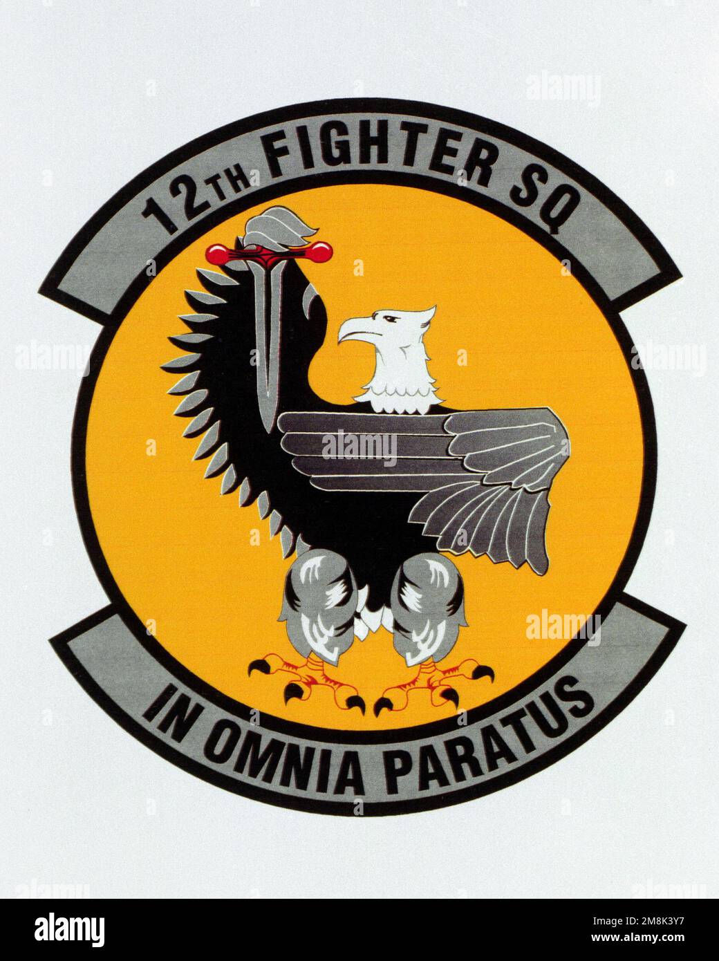 Patch designed and shot at MAXWELL AIR FORCE BASE, ALABAMA, USA - AIR FORCE ORGANIZATIONAL EMBLEMS - 1995...12th Fighter Squadron - Exact date shot unknown. Air Force Historical Research Agency, 95-225. Country: Unknown Stock Photo