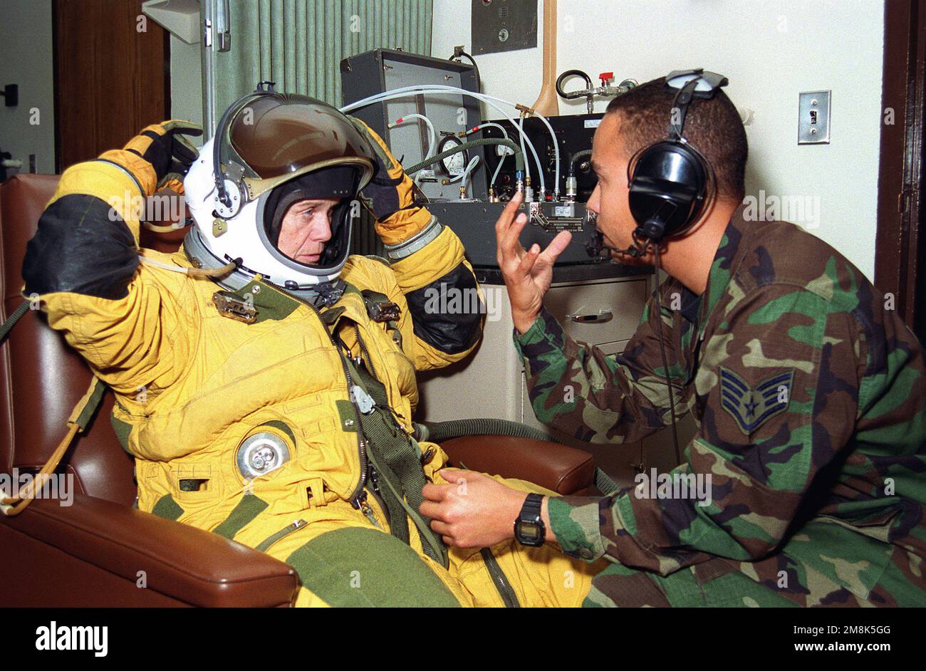 Secretary of the Air Force Sheila Widnall is suited up prior to her U2