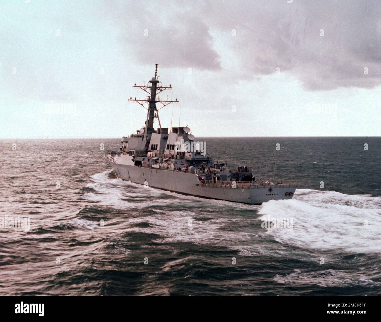 Aerial port quarter view (135 degrees off centerline) of the guided