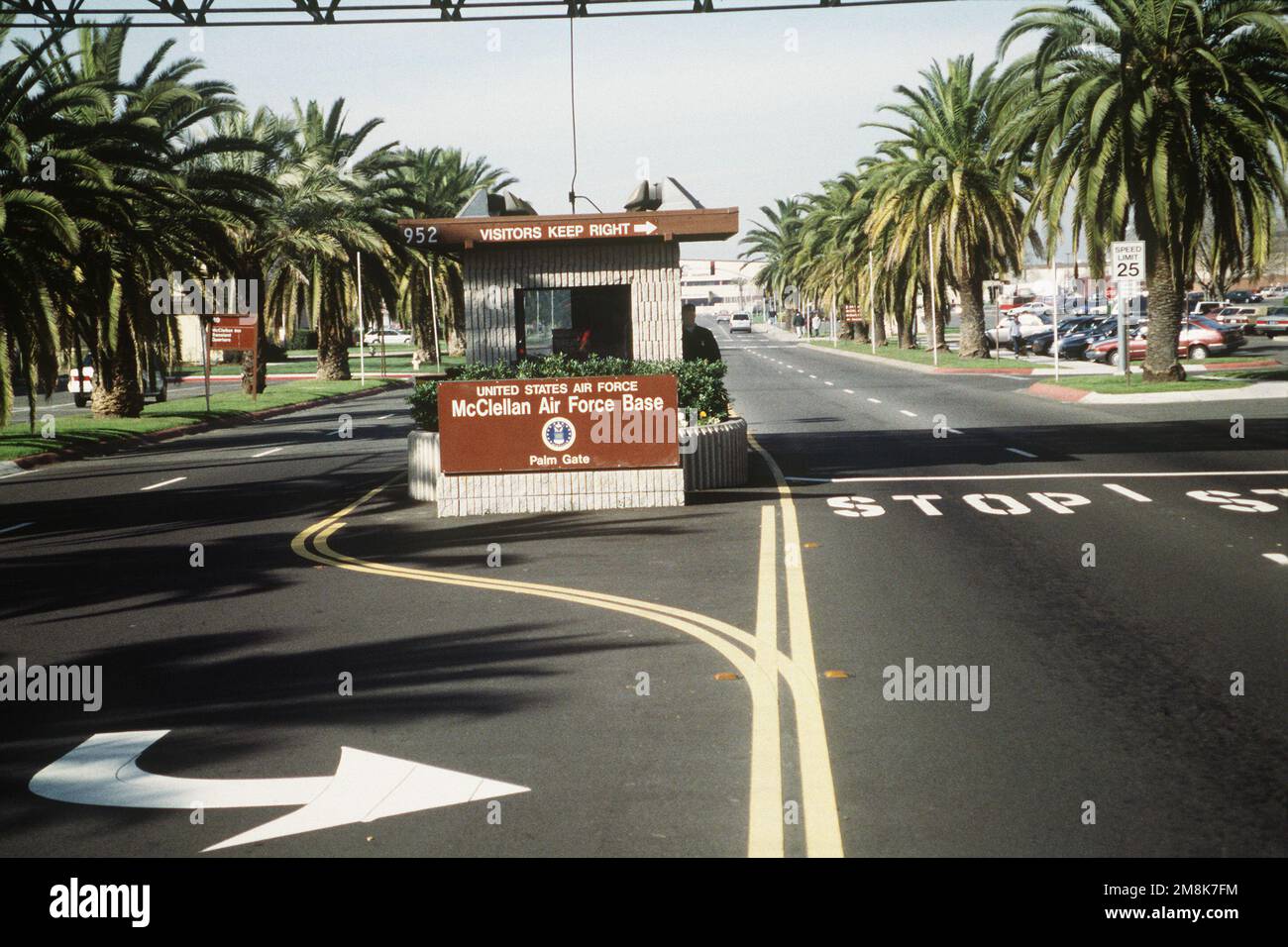 A longrange view of the Palm Gate. Base Mcclellan Air Force Base