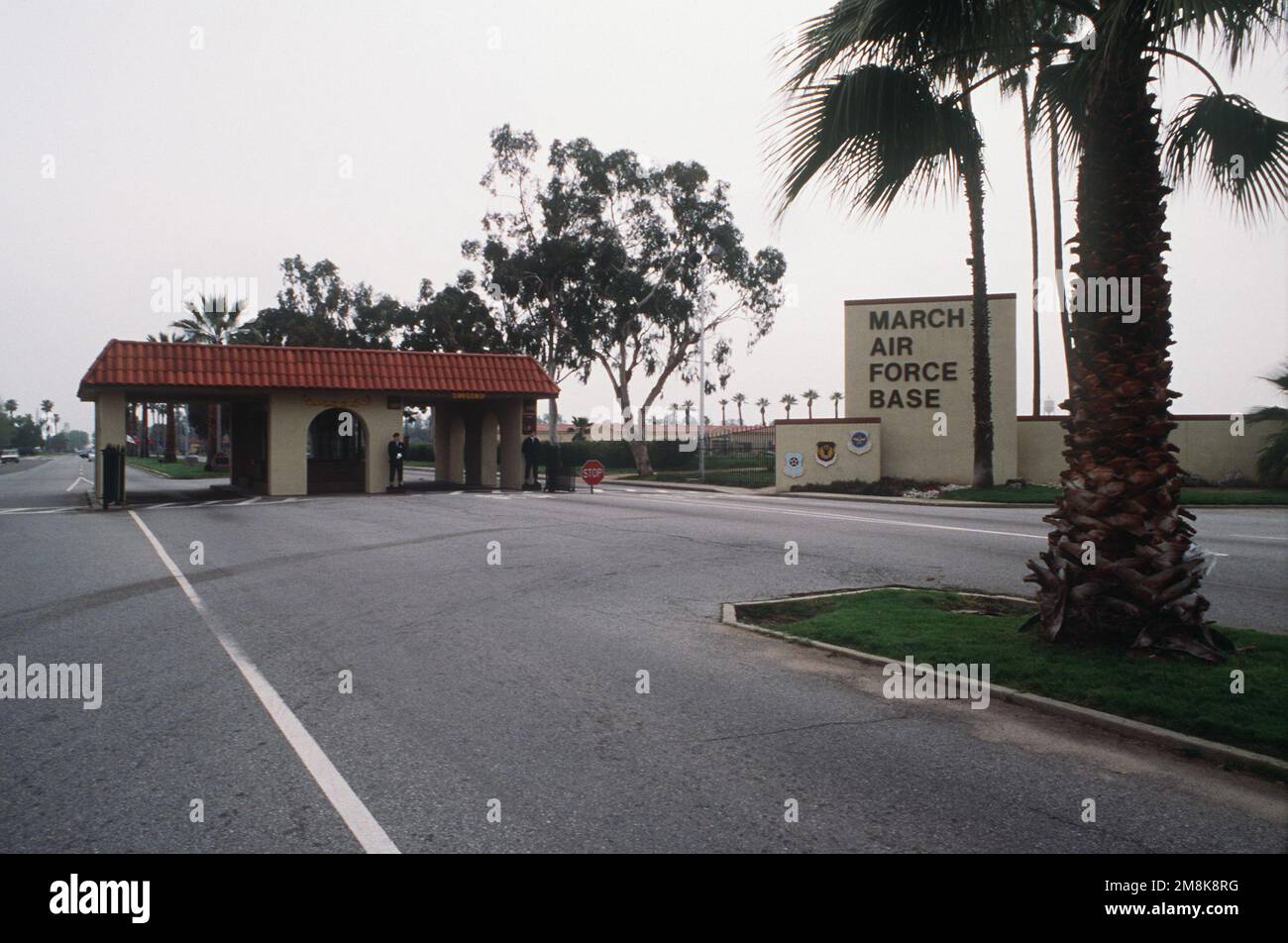 A mediumrange view of the main gate. Base March Air Force Base State