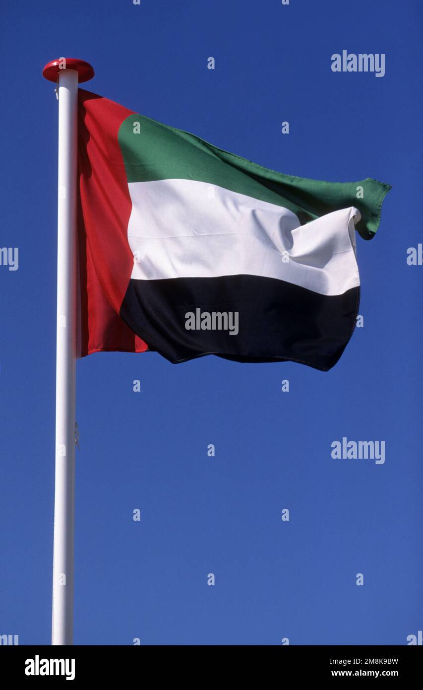 National flag of the United Arab Emirates. Stock Photo