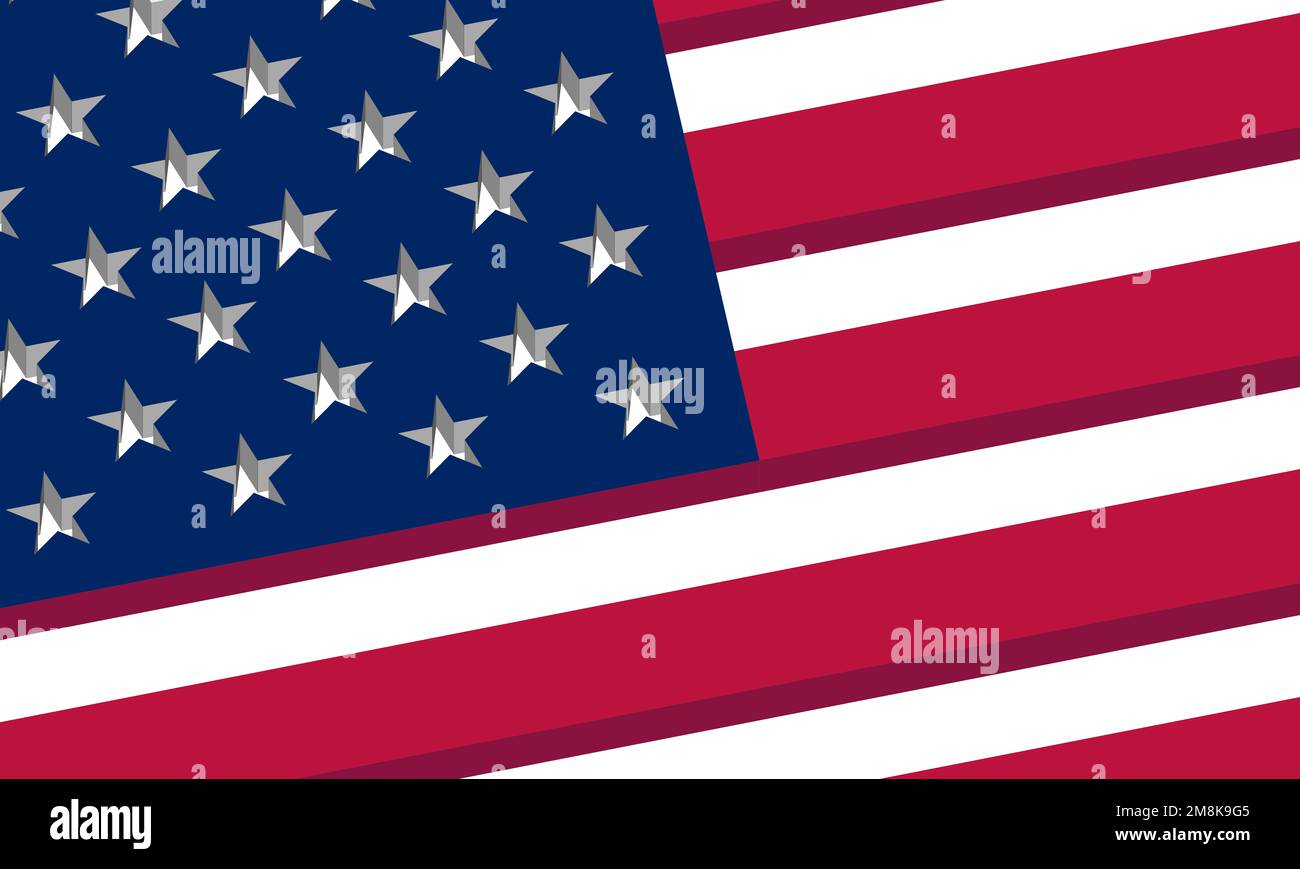 part of the flag of the United States of America in 3d three-dimensional graphics, the colors create a relief. Stock Photo