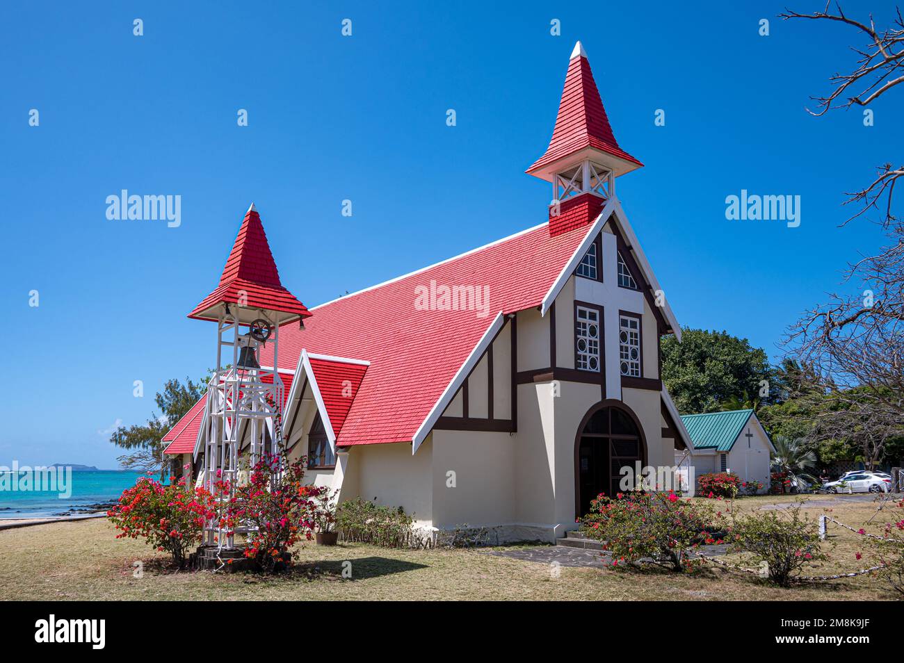 Notre Dame Auxiliatrice church at Cap Malheureux, Mauritius Stock Photo