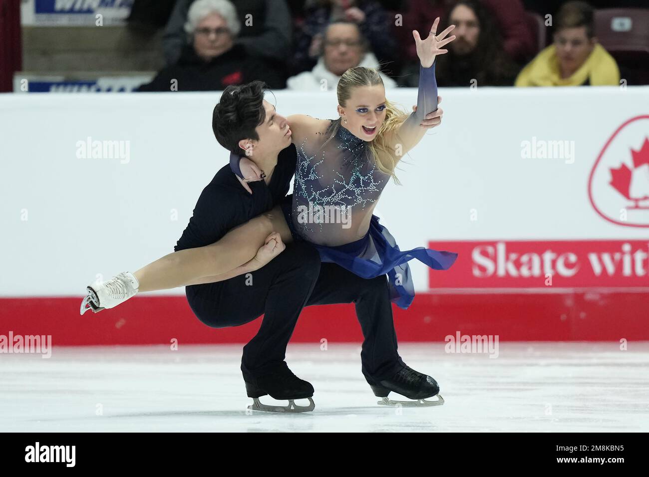 Lily Hensen and Nathan Lickers perform during the senior ice dance free