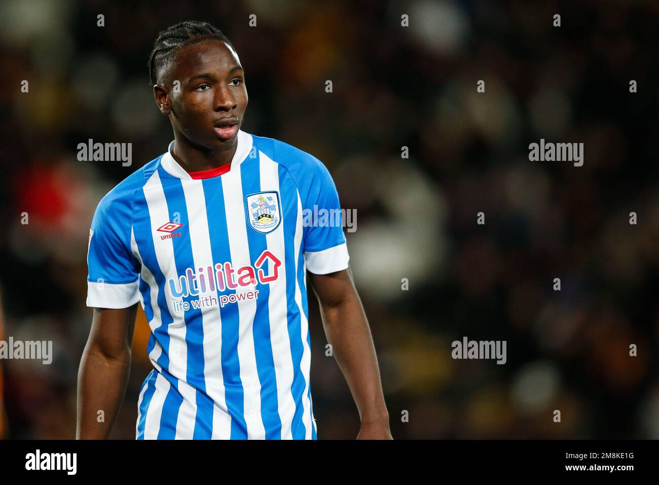 Brahima Diarra #35 of Huddersfield Town during the Sky Bet Championship match Hull City vs Huddersfield Town at MKM Stadium, Hull, United Kingdom, 14th January 2023  (Photo by Ben Early/News Images) Stock Photo