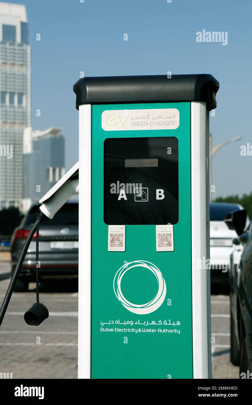 Dubai, United Arab Emirates January 10, 2023 electric car charging