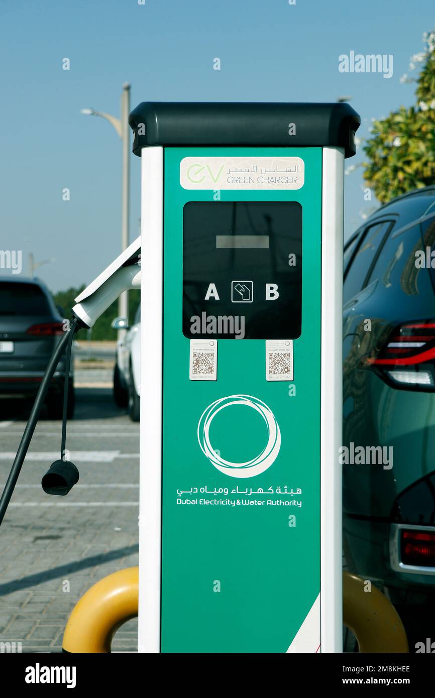 Dubai, United Arab Emirates January 10, 2023 electric car charging