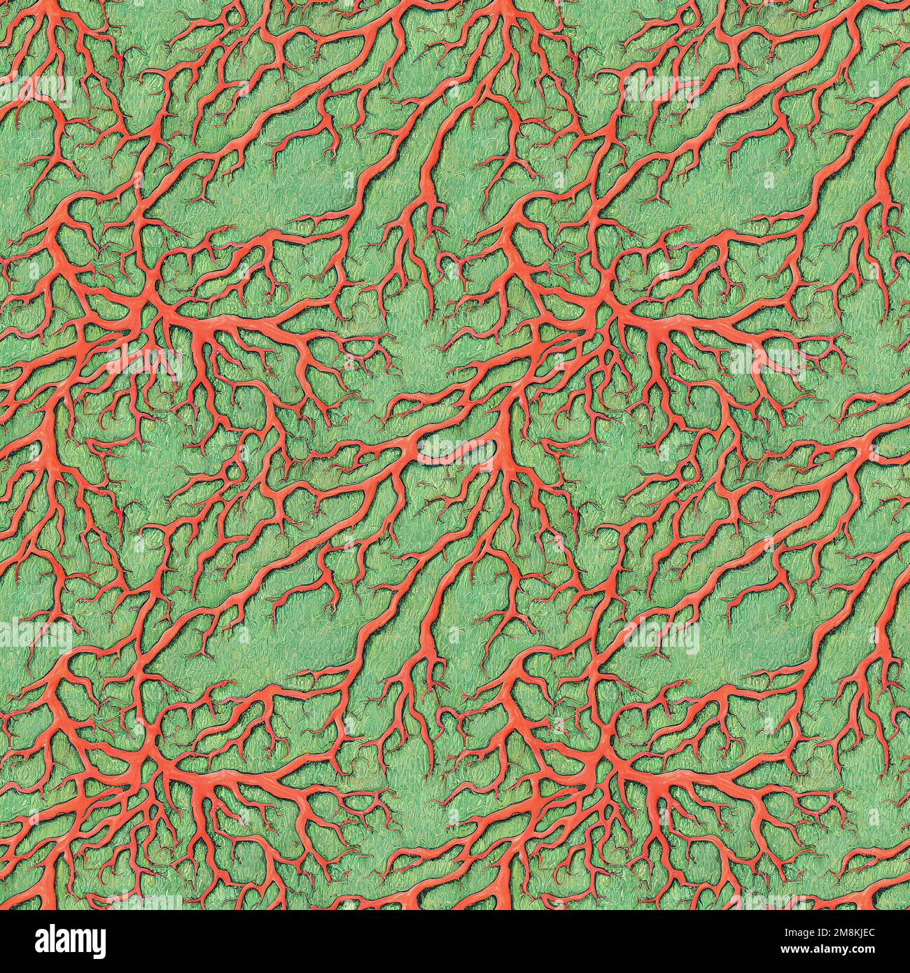 Seamless illustration. Strong orange plant Roots against green ...
