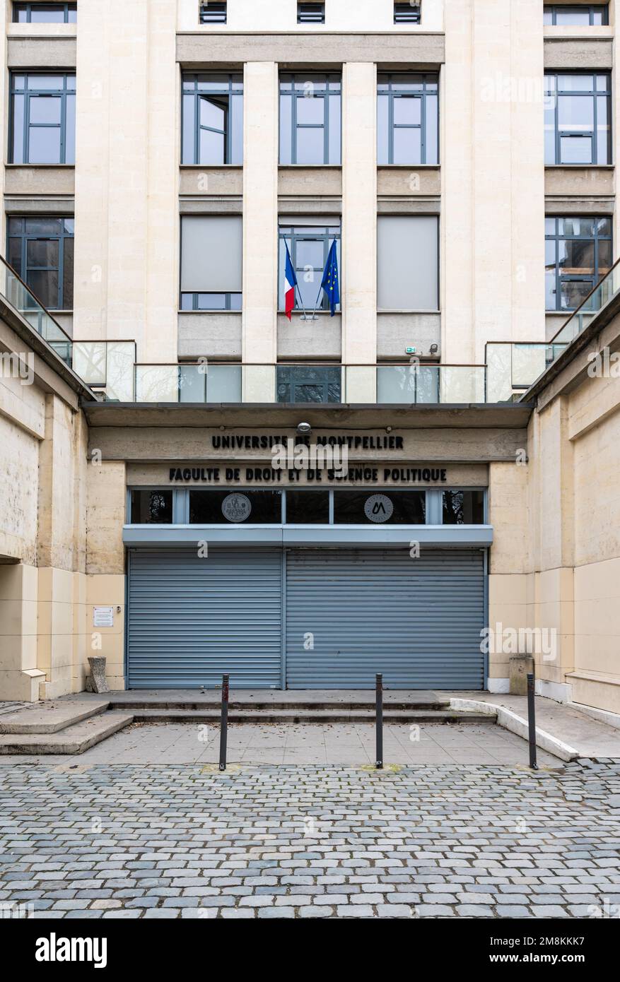 Montpellier, Occitanie, France, 12 28 2022 -  Facade of the university building, faculty of law and political science Stock Photo