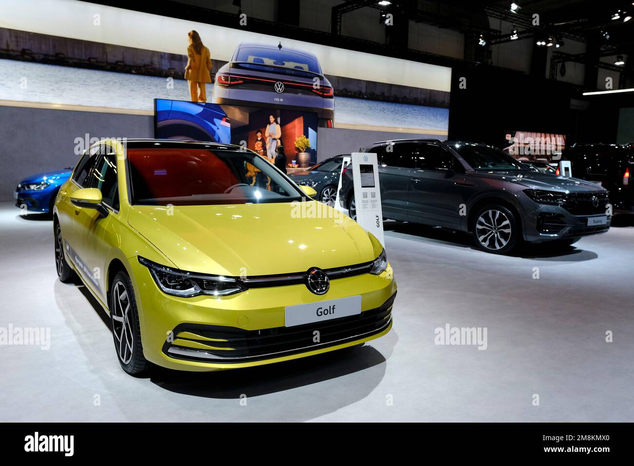 Brussels, Belgium. 13th Jan, 2023. Volkswagen car on display during the opening of the Brussels Motor Show at the Expo in Brussels, Belgium on Jan. 13, 2023. Credit: ALEXANDROS MICHAILIDIS/Alamy Live News Stock Photo