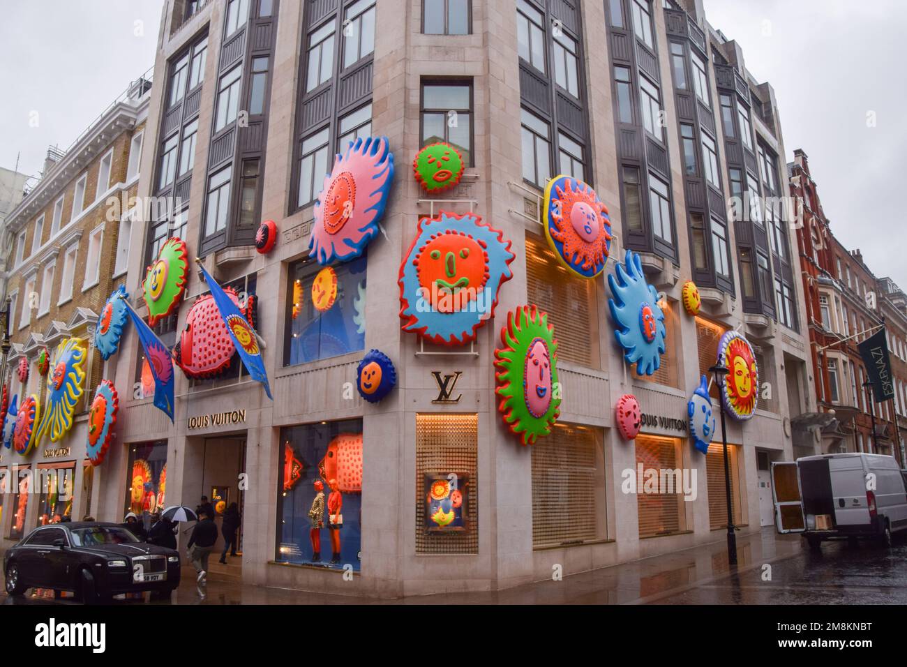 Louis vuitton coloured heart shape shop window display. Sloane Street,  Belgravia, London, England Stock Photo - Alamy