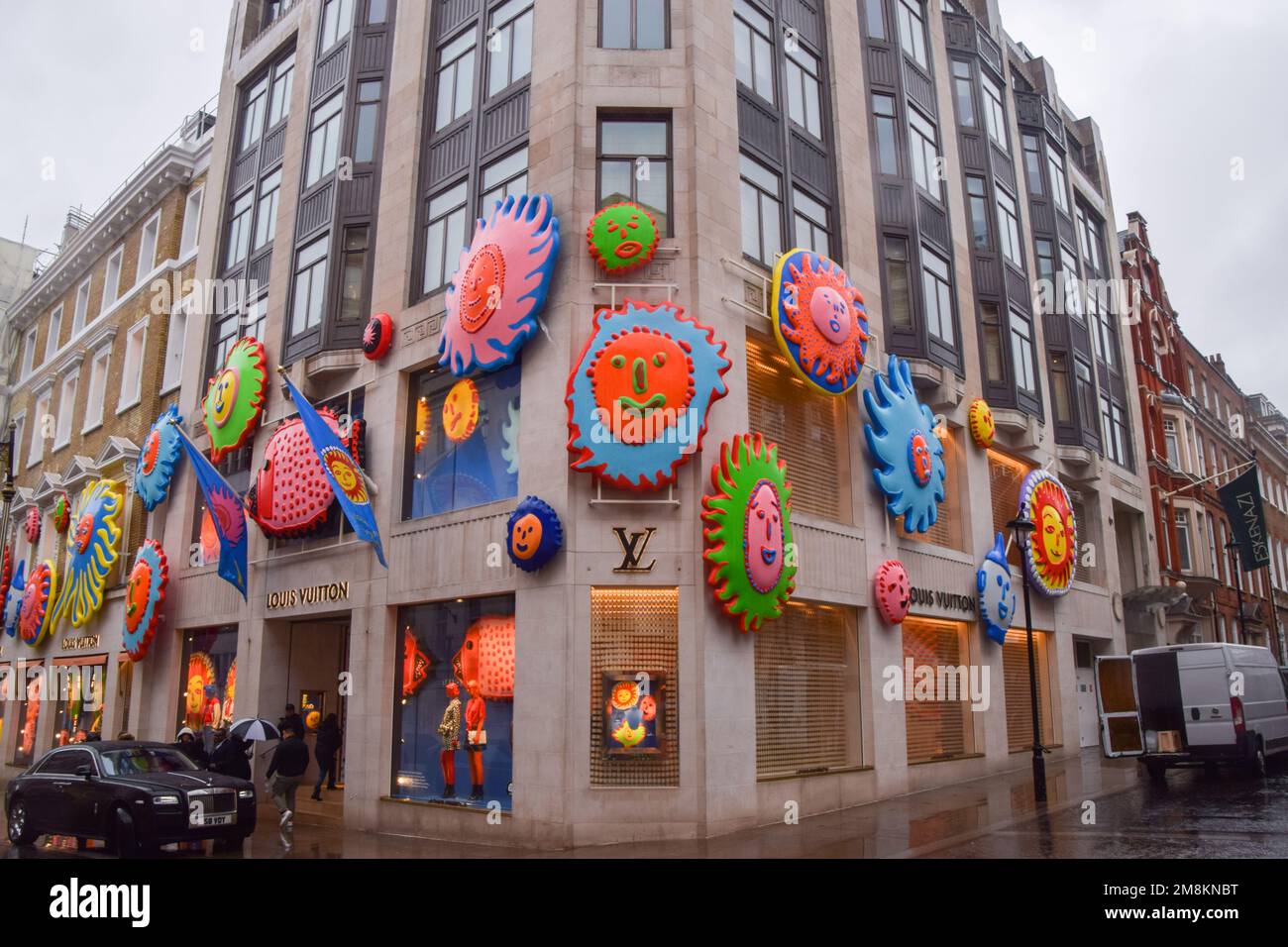 London, UK. 14th January 2023. Artwork by Yayoi Kusama decorates Louis