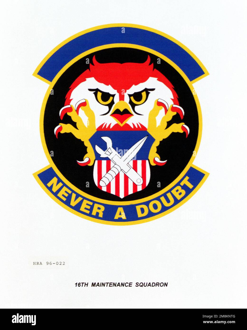 Approved insignia for the 16th Maintenance Squadron Exact Date Shot