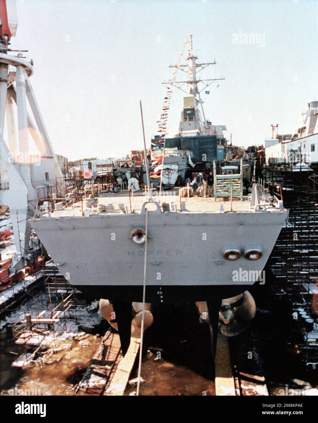 Sternon view of the guided missile destroyer USS HOPPER (DDG70