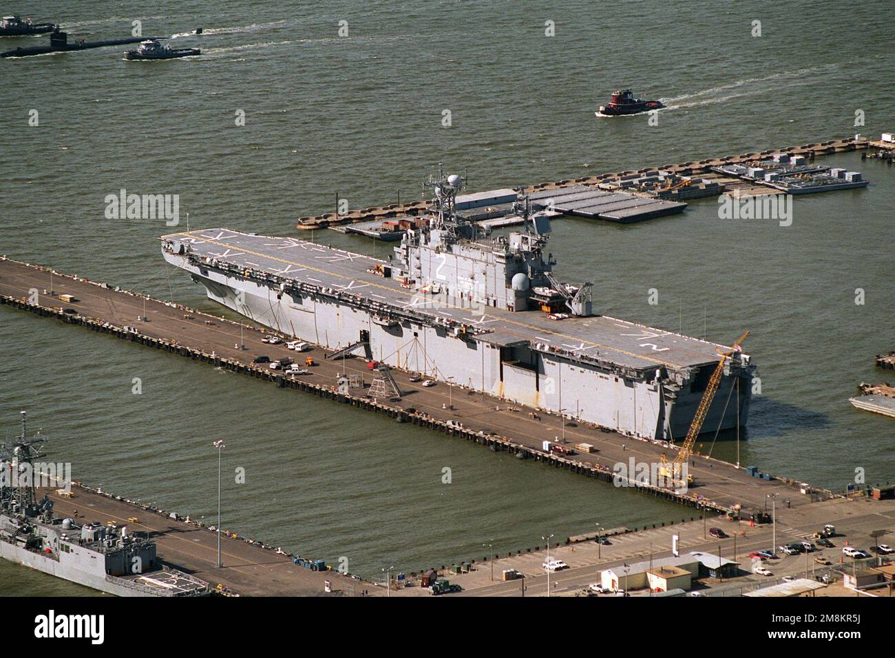 Aerial port quarter view of the amphibious assault ship USS Saipan (LHA ...