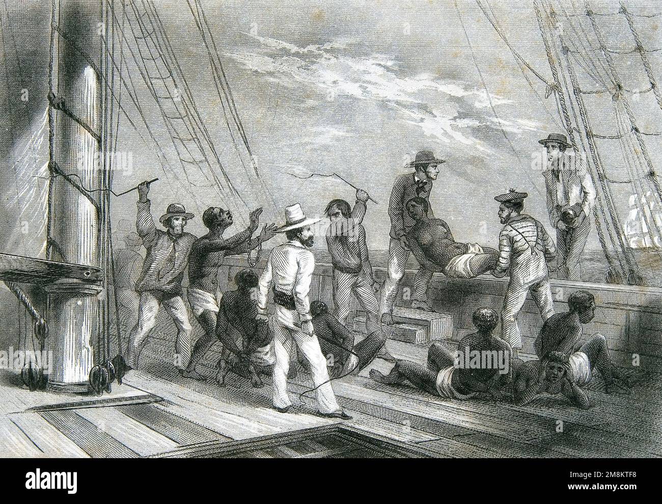 An illustration of black slaves being throw overboard - this was common ...