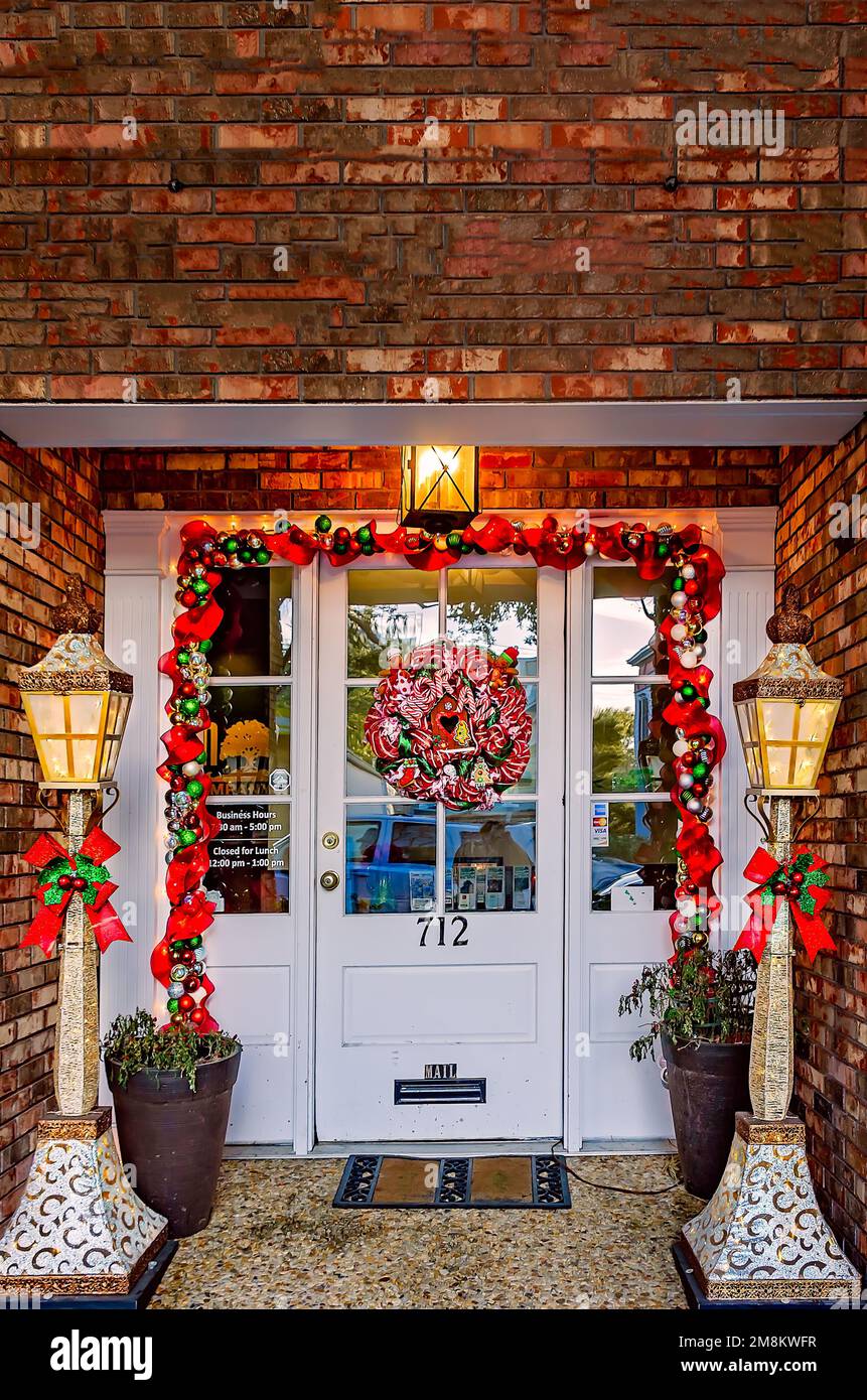 Christmas decorations add a festive touch to the entrance of Moran