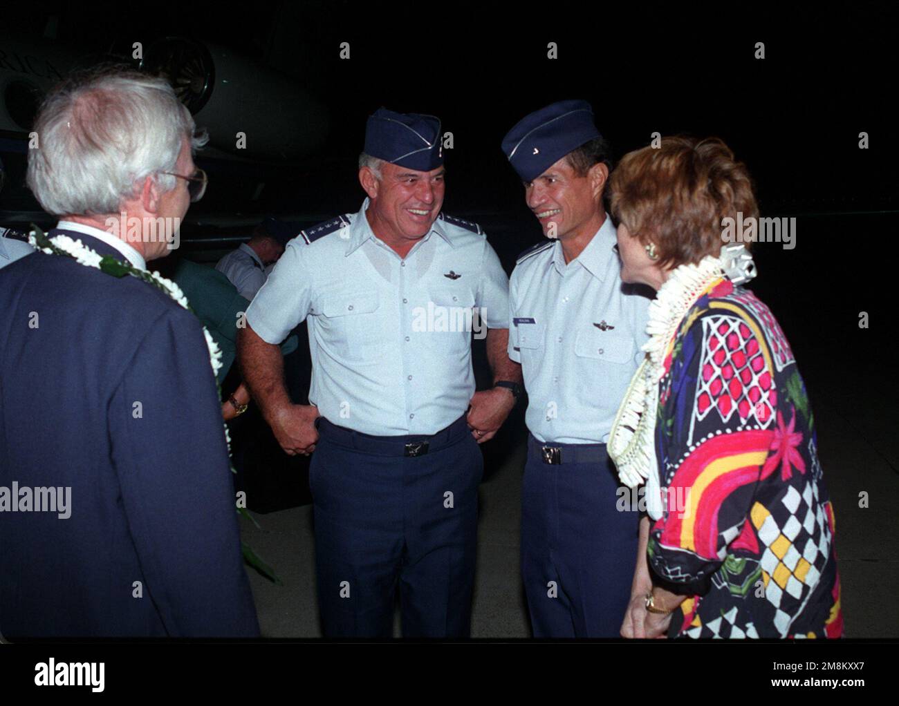 Secretary of the Air Force Sheila Widnall talks with GEN. John G