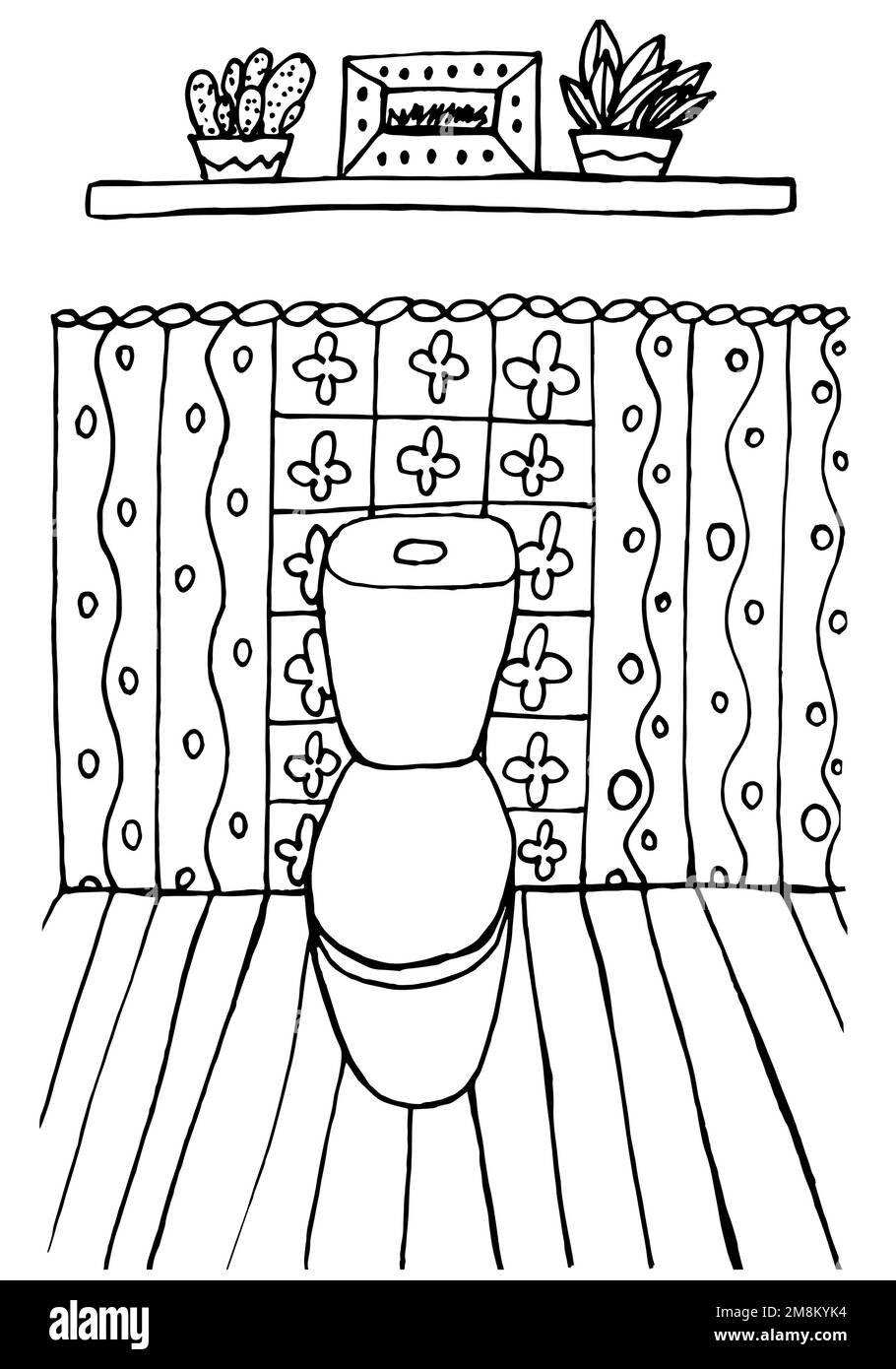 Cozy toilet colouring page Stock Vector