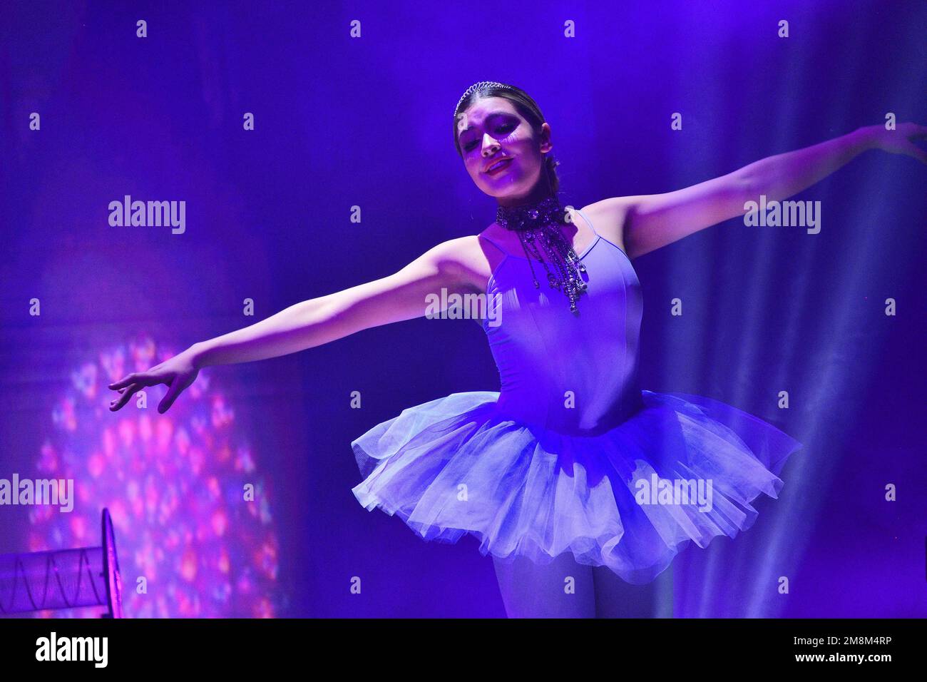 Leon, Mexico. 13 Jan 2023. Ballet dancer at Disney Myst Be Our Guest show premiere on Feria de Leon 2023. Credits: Juan Jose Valdez / JVMODEL Credit: JVMODEL/Alamy Live News Stock Photo