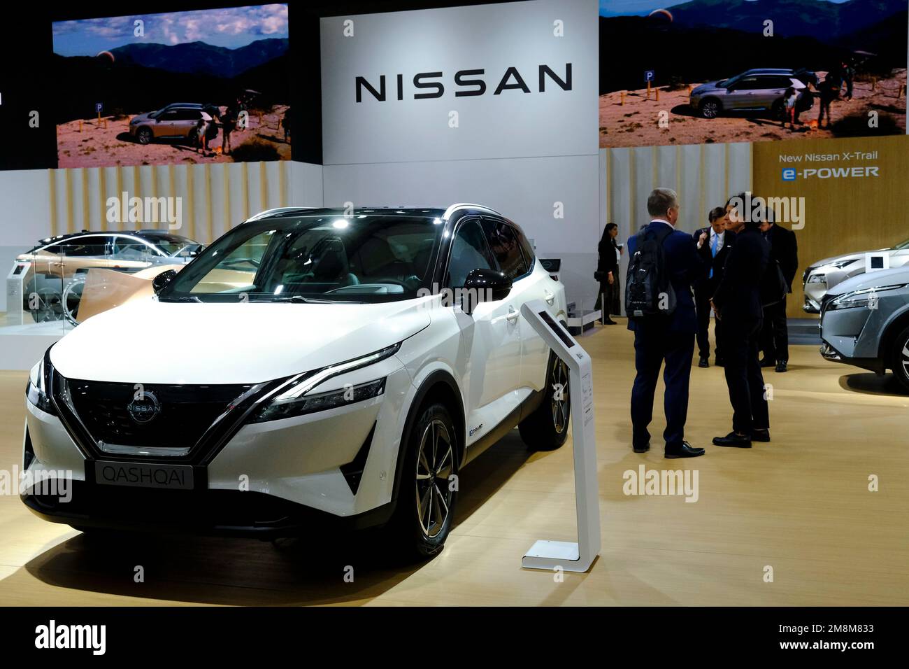 Brussels, Belgium. 13th Jan, 2023. Nissan car on display during the opening of the Brussels Motor Show at the Expo in Brussels, Belgium on Jan. 13, 2023. Credit: ALEXANDROS MICHAILIDIS/Alamy Live News Stock Photo