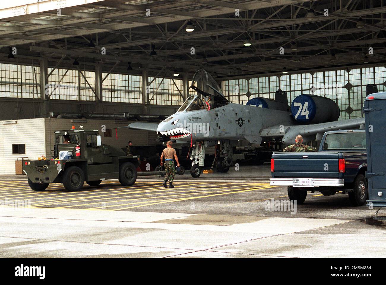 An A10A "Warthog" of the 74th Fighter Squadron/23rd Wing is backed