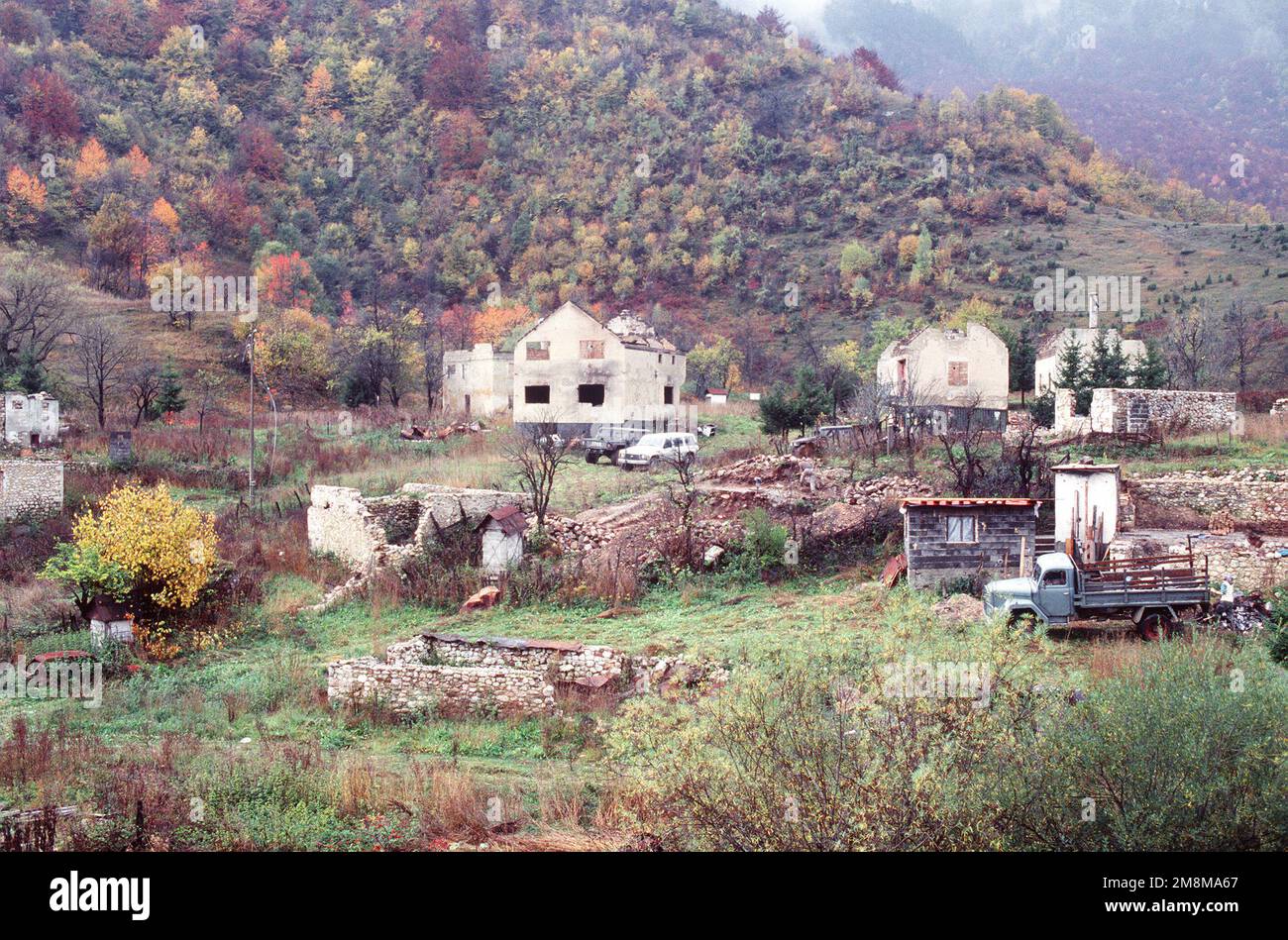 The village of Trnovo which was destroyed during the hostilities in the prior Yugoslavia. The village will be fully reconstructed through funding by the United Nations High Commissioner for Refugees (UNHCR). The work will be completed by a local contractor by the end of 1996. Base: Trnovo Country: Bosnia And/I Herzegovina (BIH) Stock Photo
