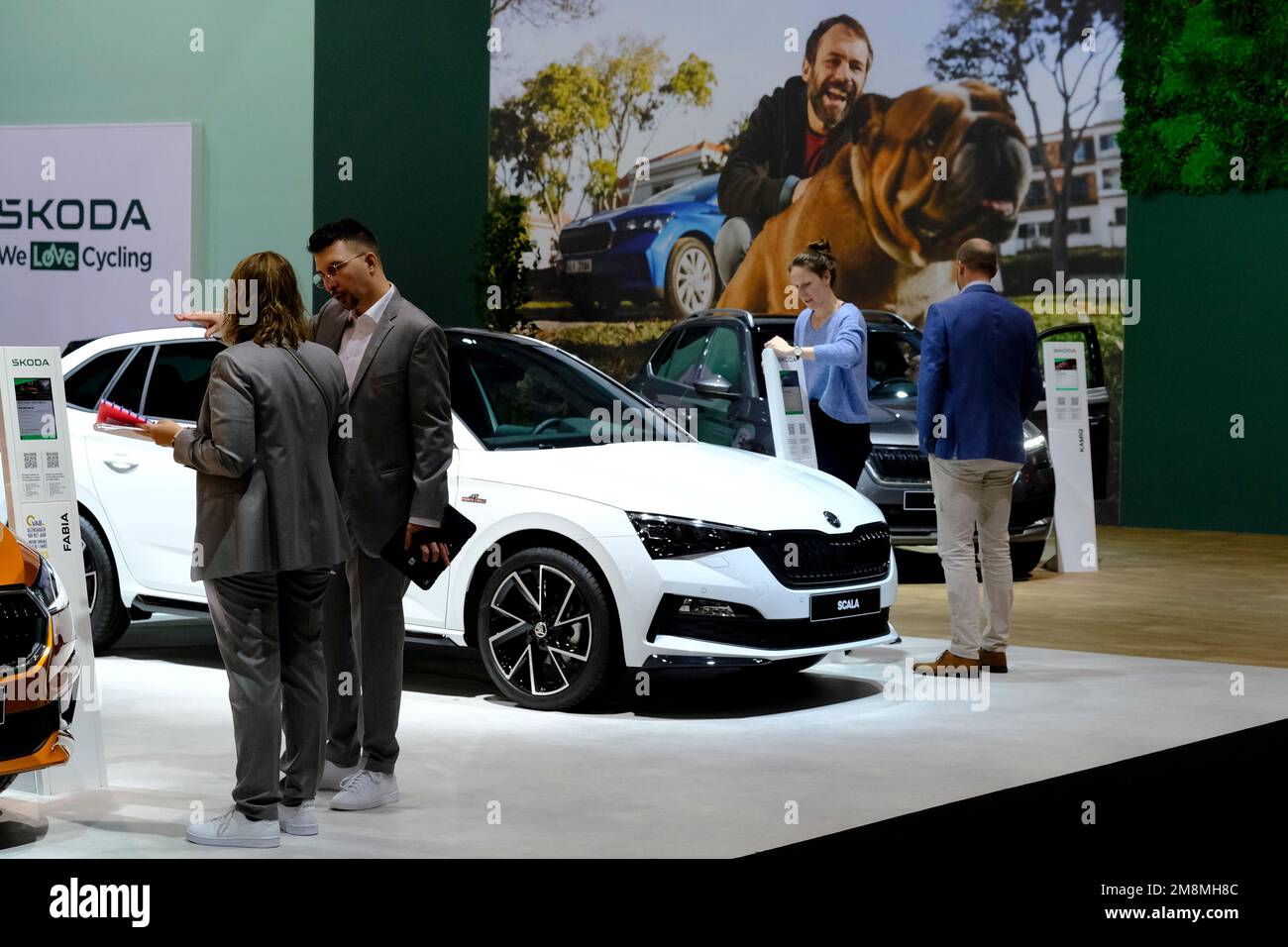 Brussels, Belgium. 13th Jan, 2023. Skoda car on display during the opening of the Brussels Motor Show at the Expo in Brussels, Belgium on Jan. 13, 2023. Credit: ALEXANDROS MICHAILIDIS/Alamy Live News Stock Photo