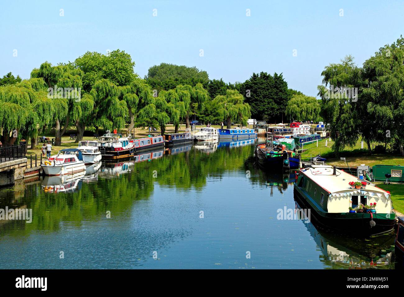 Ely, River Ouse, barges and boats, Cambridgeshire, England, UK Stock Photo