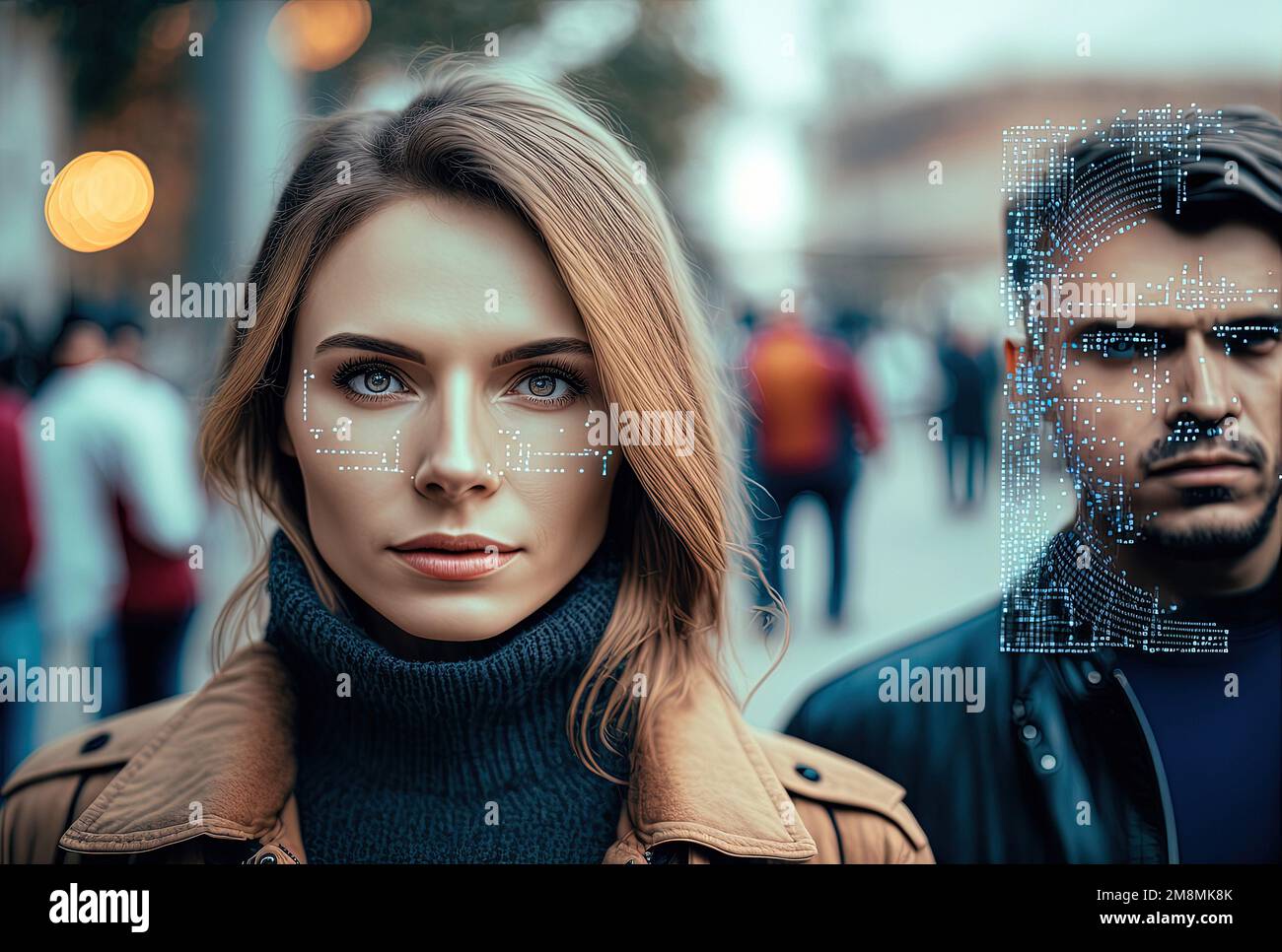 Face detection and recognition of citizens people, AI collect and