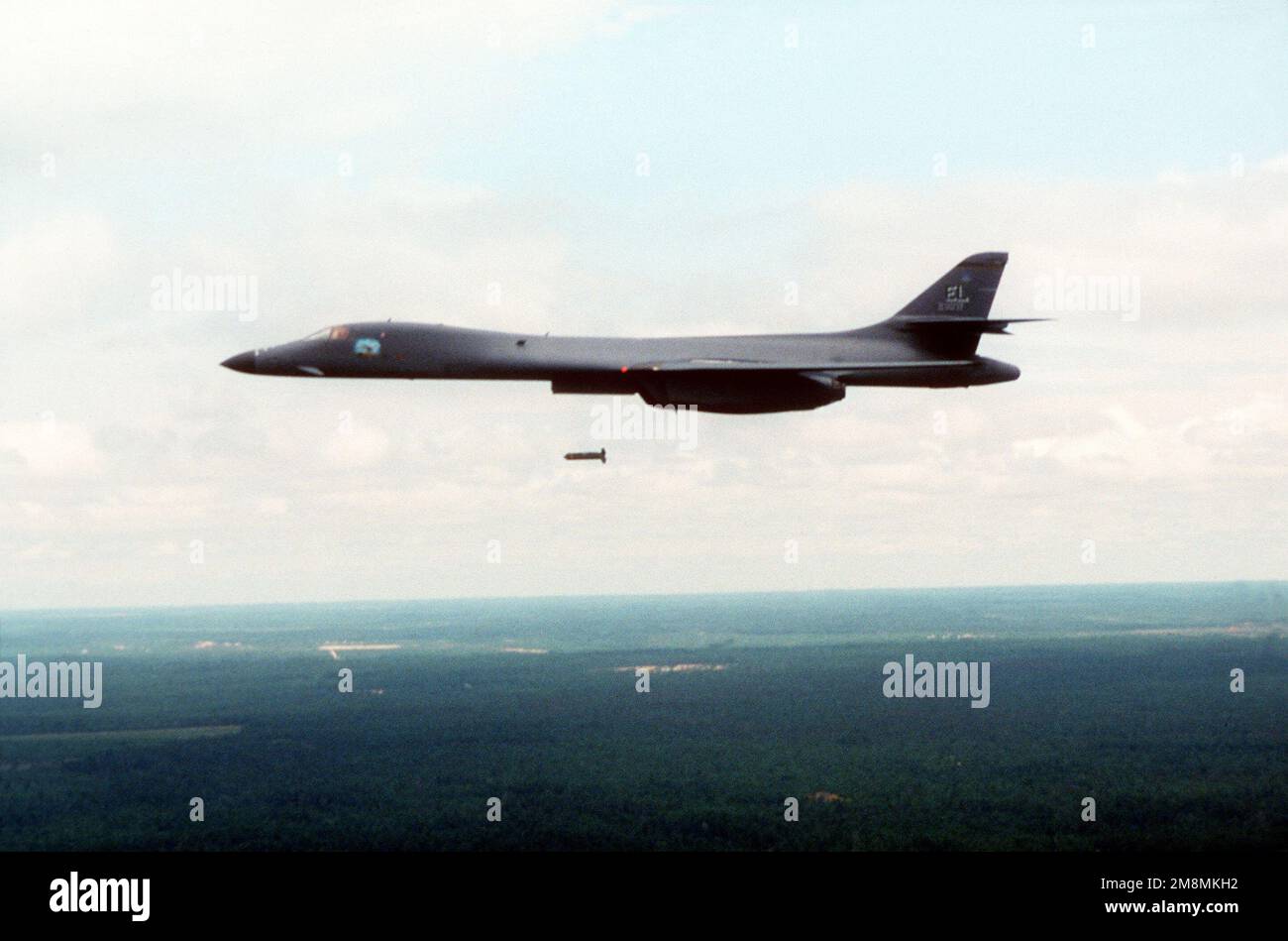 Aerial view of B1B bomber from the 28th BW, Ellsworth AFB, SOUTH