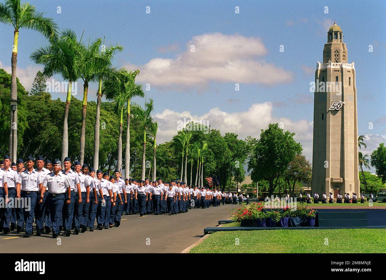 Freedom Tower at Hickam AFB serves as a picturesque background for the