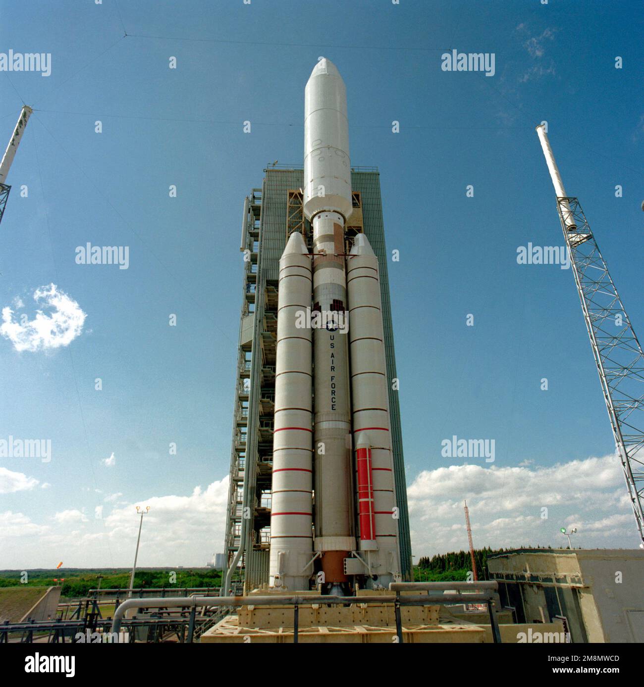 A Lockheed Martin Titan IV A-17 launch vehicle is ready for launch from ...