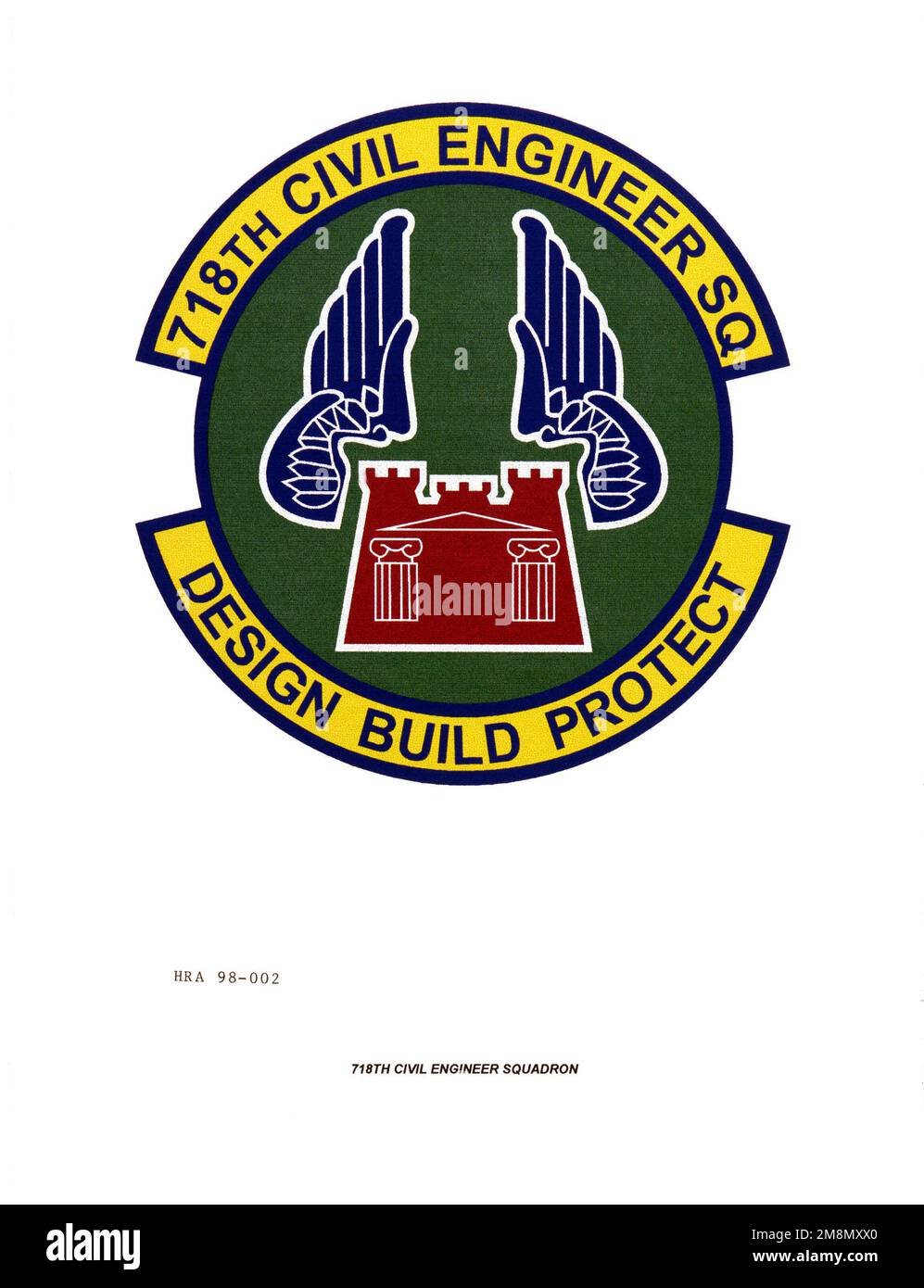 Air Force Organizational Emblem: 718th Civil Engineer Squadron, Pacific Air Forces. Base: Maxwell Air Force Base State: Alabama (AL) Country: United States Of America (USA) Stock Photo