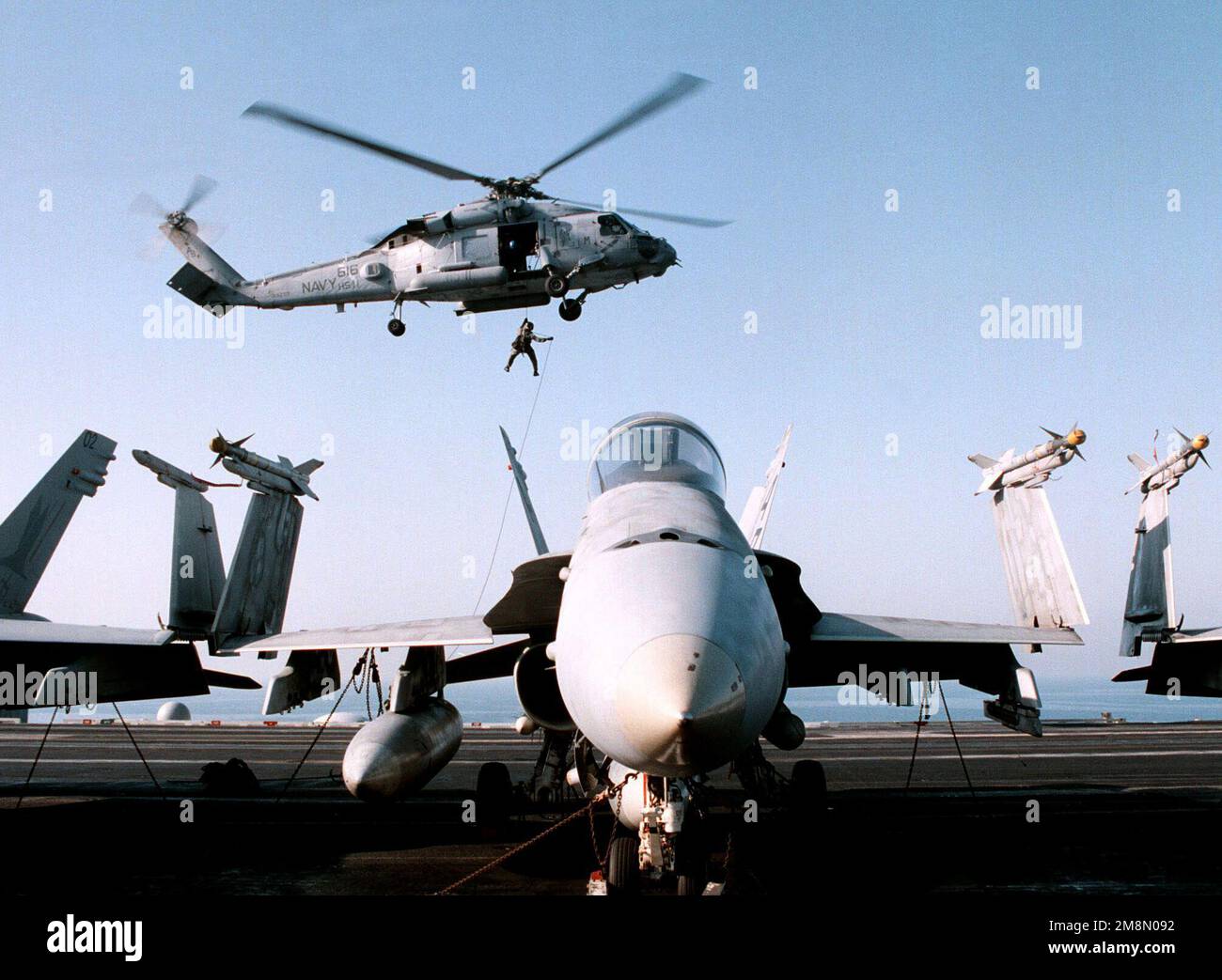 Seahawk Fast Roping Members of the USS GEORGE WASHINGTON (CVN 73) Explosive Ordnance ...
