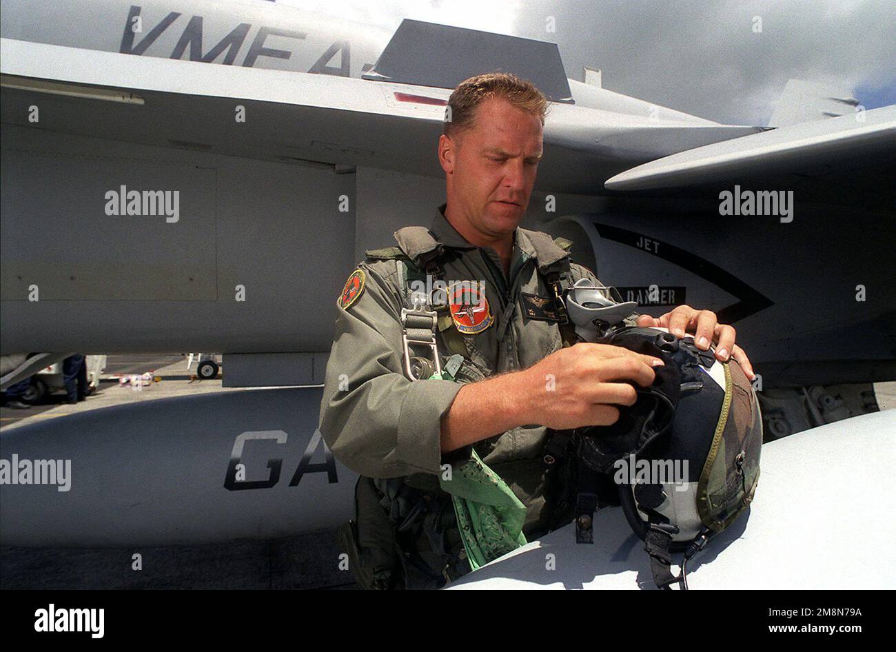 US Marine Corps pilot MAJ Dwight Schmidt of VMFA-142 based at NAS ...