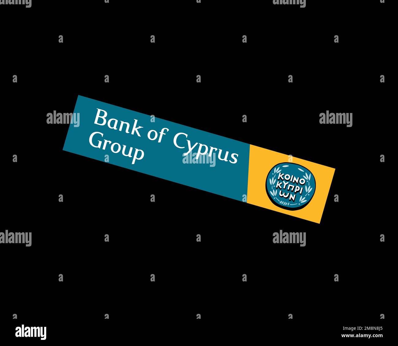 Bank of Cyprus, rotated logo, black background B Stock Photo Alamy