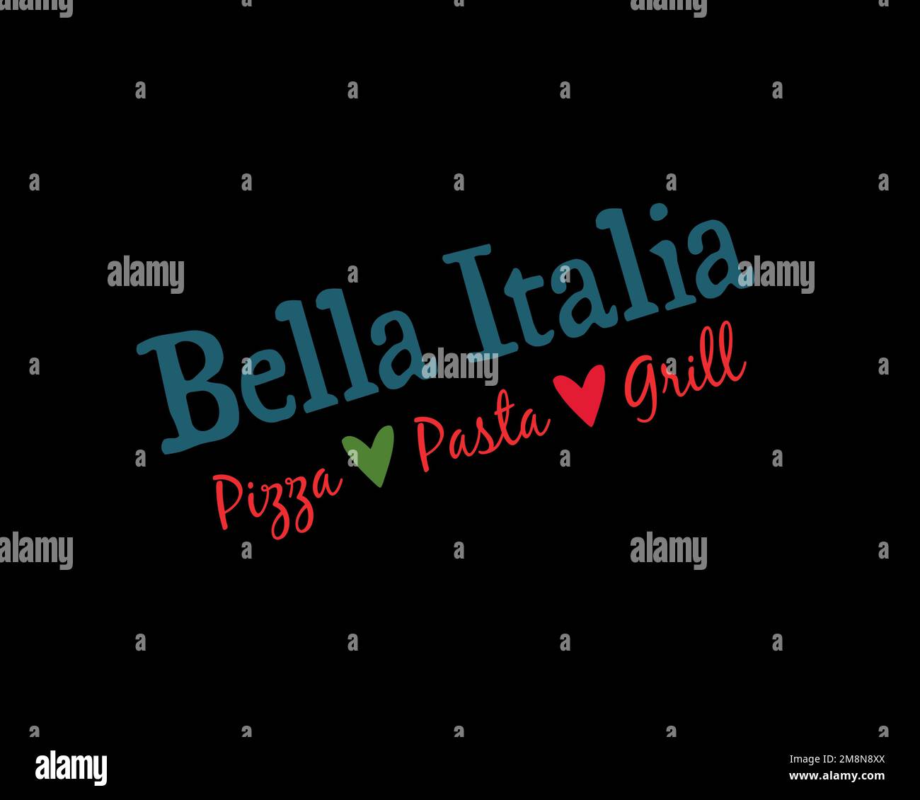 Bella Italia, rotated logo, black background Stock Photo Alamy