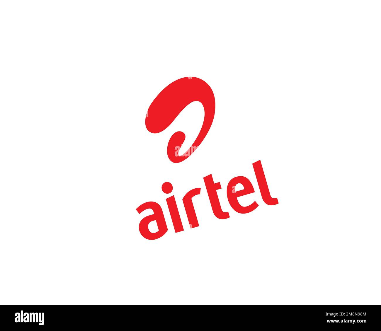 Bharti Airtel, rotated logo, white background Stock Photo