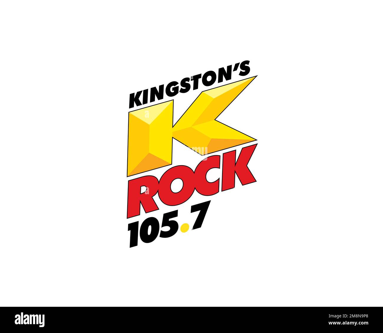 CIKR FM, rotated logo, white background Stock Photo