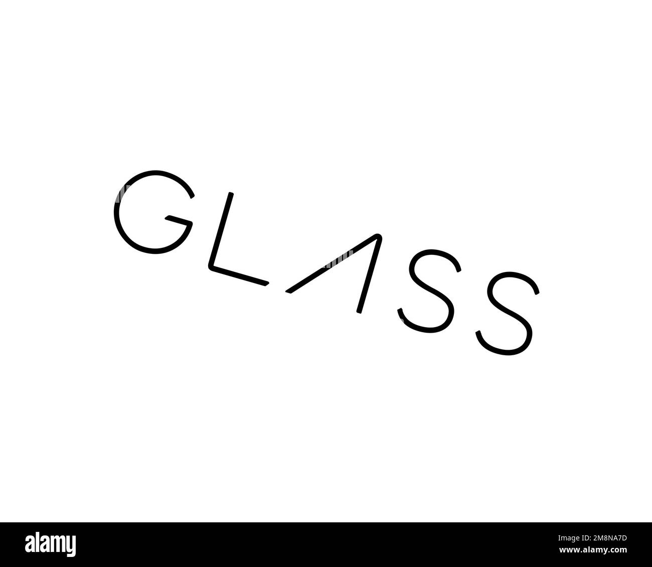 Google Glass, rotated logo, white background B Stock Photo