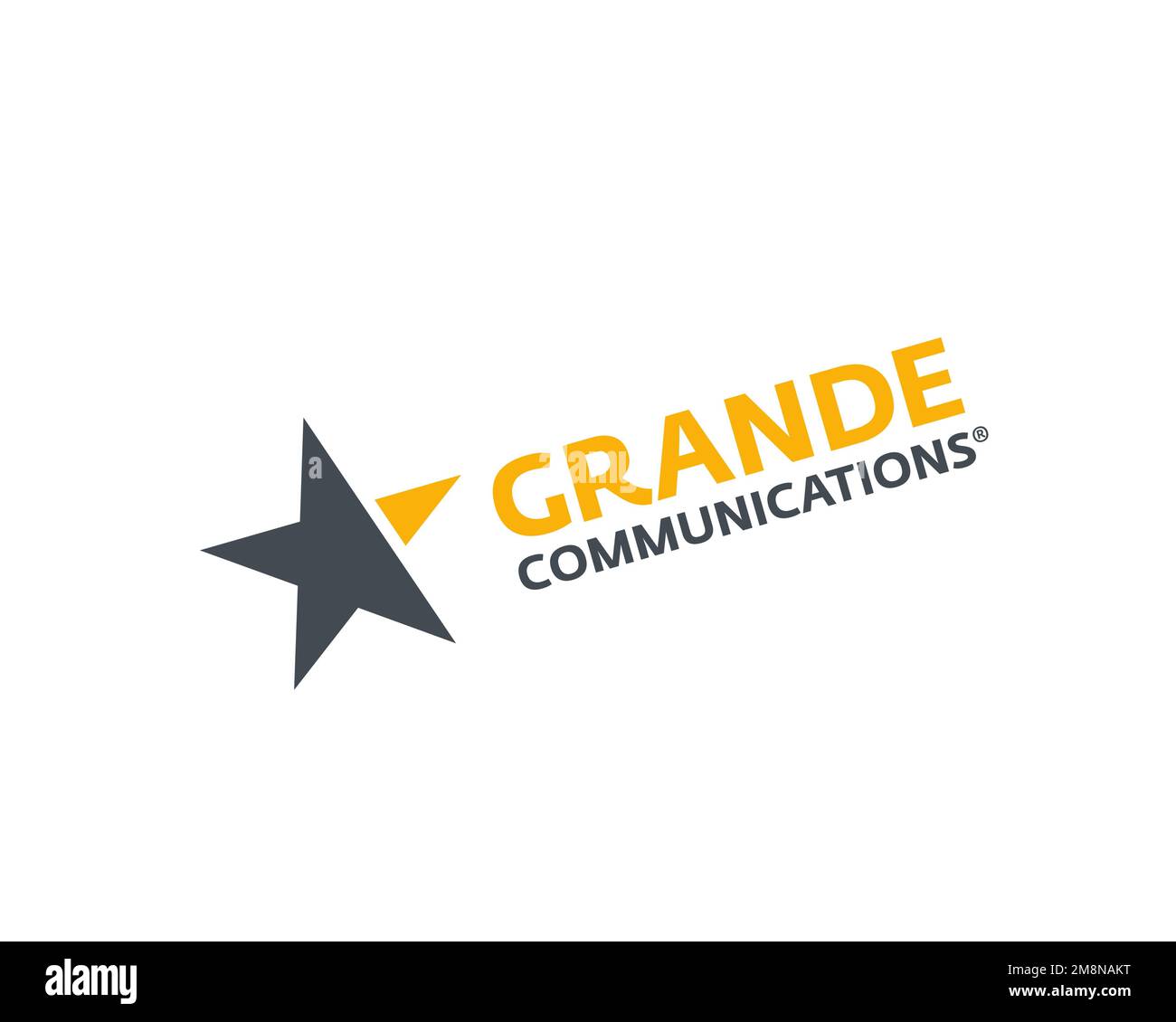 Grande Communications, Rotated Logo, White Background Stock Photo Alamy