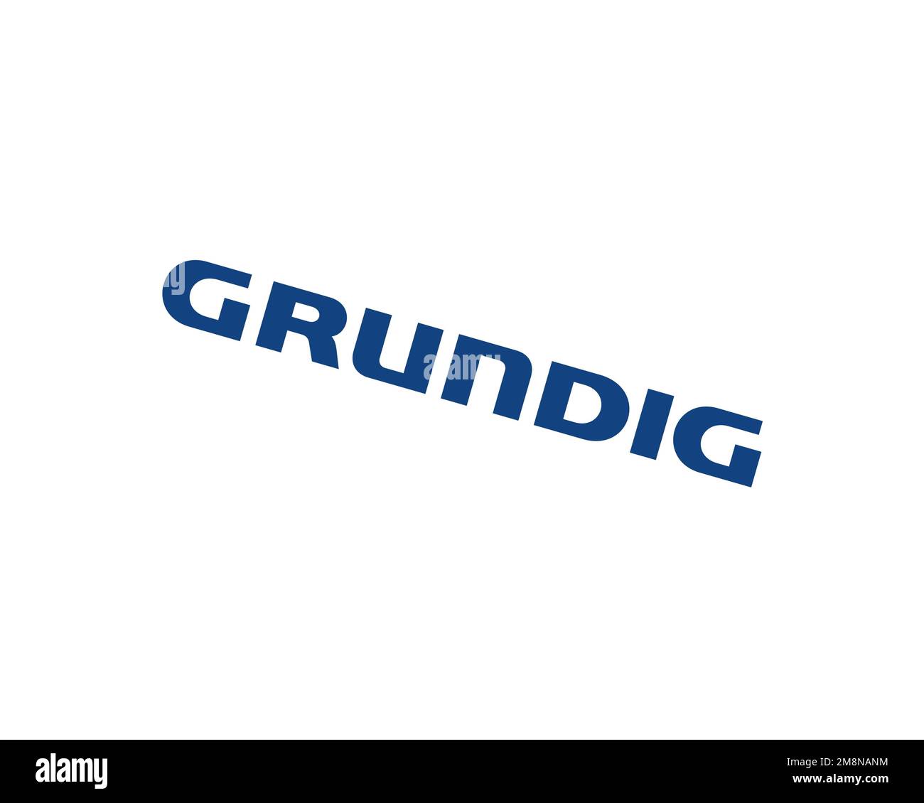 Grundig, rotated logo, white background B Stock Photo