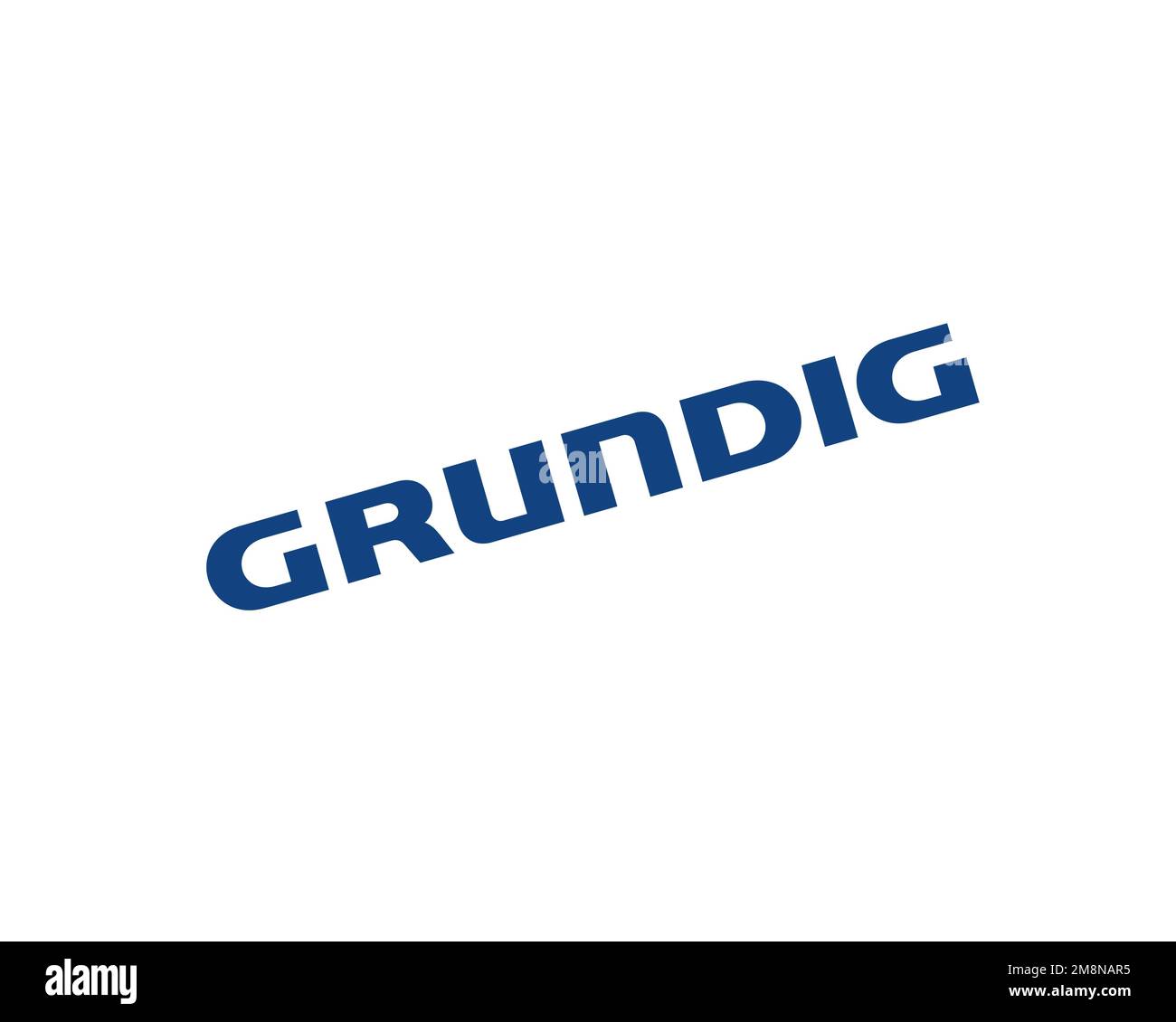 Grundig, rotated logo, white background Stock Photo