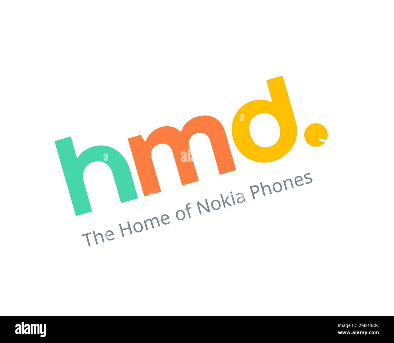 HMD Global, rotated logo, white background Stock Photo