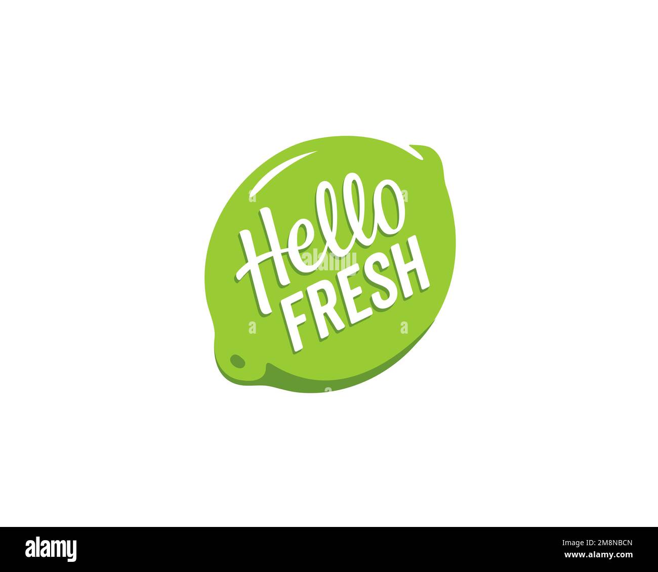 HelloFresh, rotated logo, white background Stock Photo