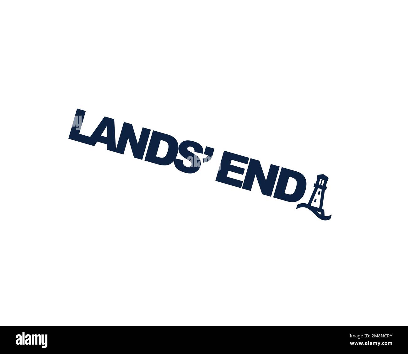 Lands' End, Rotated Logo, White Background B Stock Photo Alamy