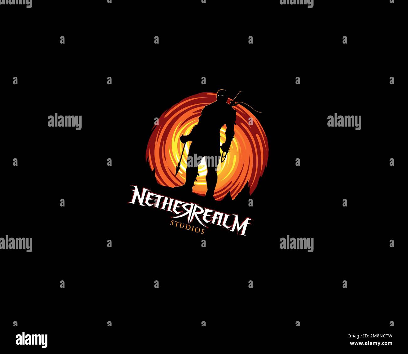 NetherRealm Studios, Rotated Logo, Black Background B Stock Photo - Alamy